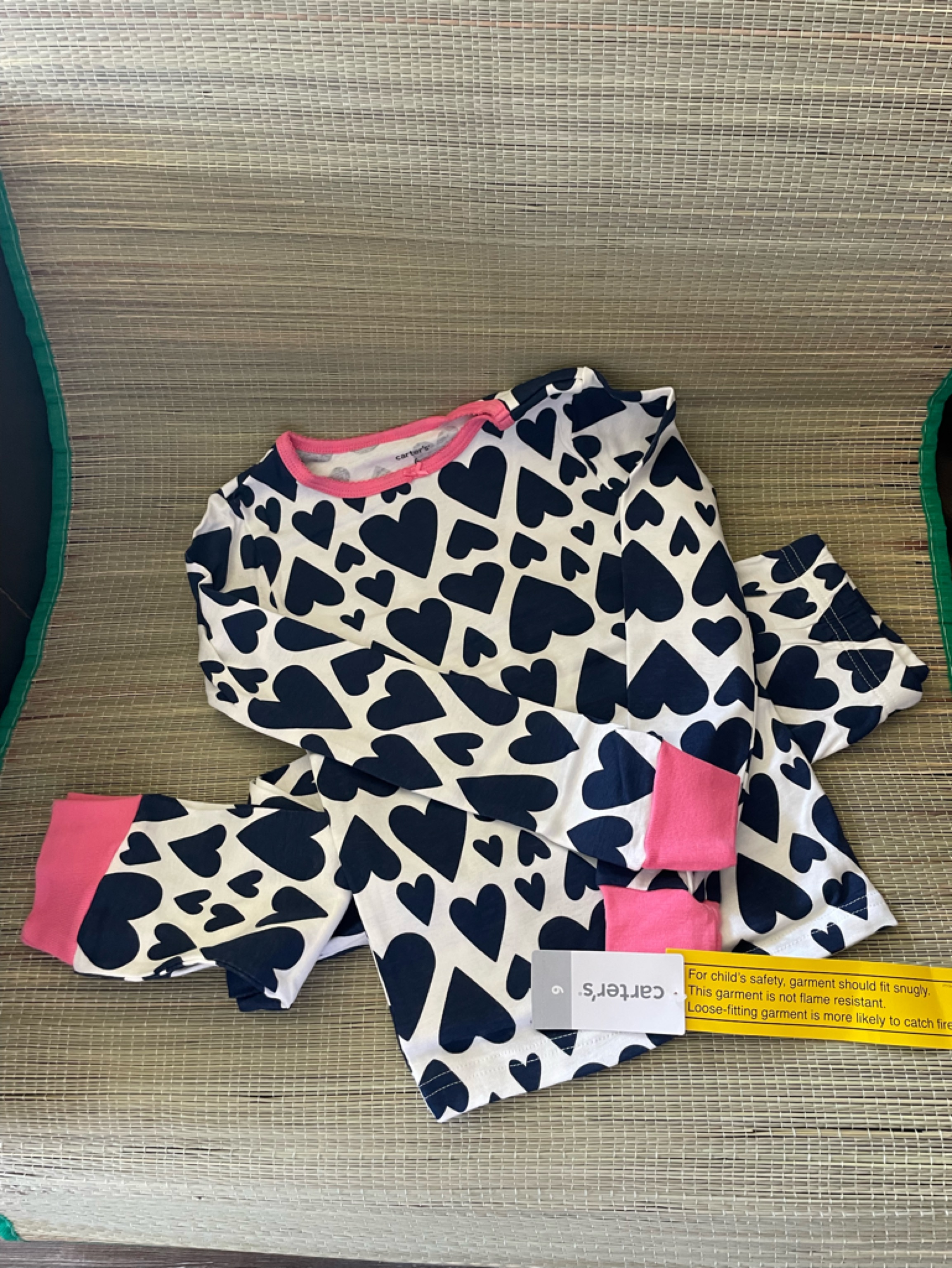 Carter's Navy Heart-Print Pajama Set With Pink Trim
